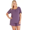 Plus Size Cuddl Duds Essentials Pajama Tee & Pajama Boxers Sleep Set -Casual Wear & Sleepwear - Cuddl Duds 3034455 Plum