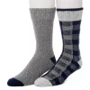 Men's Climatesmart® By Cuddl Duds 2-Pack Buffalo Check & Twist Crew Socks -Casual Wear & Sleepwear - Cuddl Duds 3768182 Navy Buffalo Check