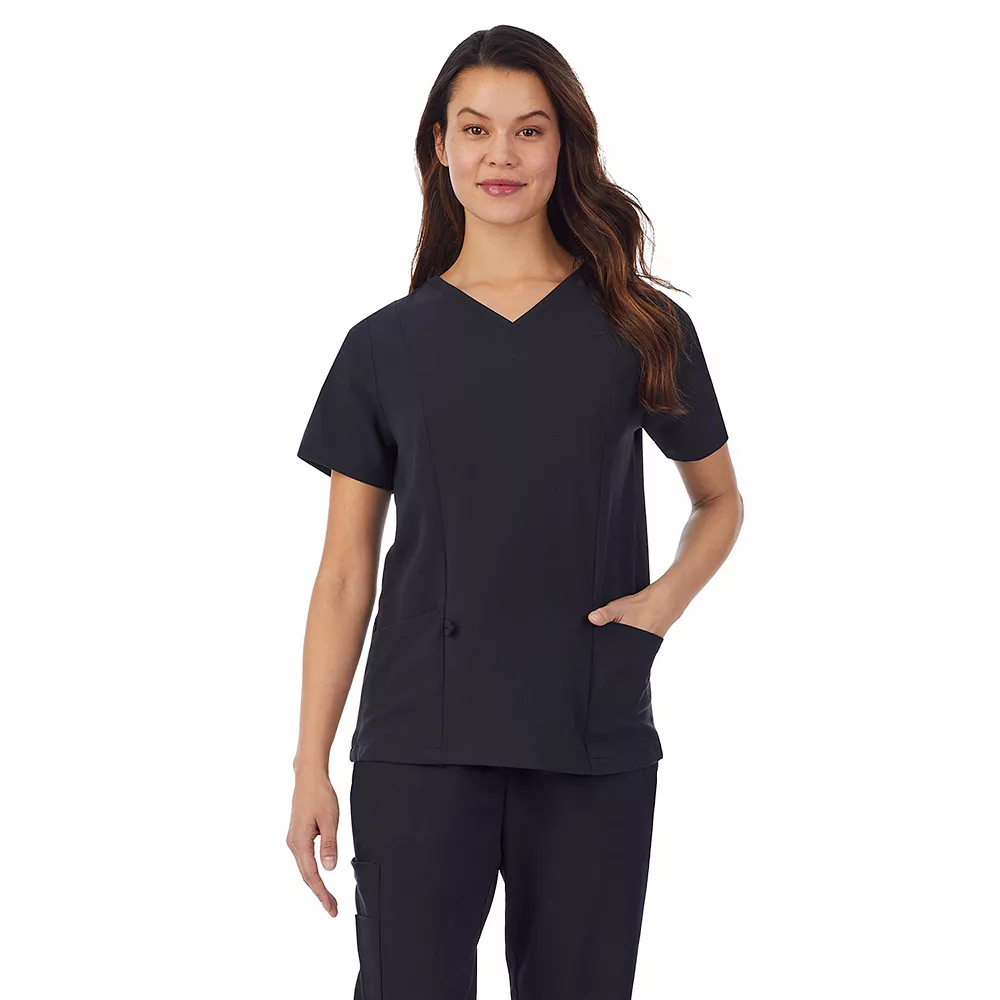 Petite Cuddl Duds® Scrubs V-Neck Top With 3 Pockets