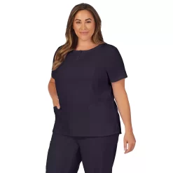 Plus Size Cuddl Duds® Scrubs Henley Top With 2 Pockets