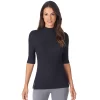 Women's Cuddl Duds® Softwear With Stretch Elbow Sleeve Mockneck Top -Casual Wear & Sleepwear - Cuddl Duds 5045744 Black
