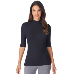 Women's Cuddl Duds® Softwear With Stretch Elbow Sleeve Mockneck Top