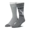 Cuddl Duds Socks For Men 2-pack Fairisle & Solid Crew Socks -Casual Wear & Sleepwear - Cuddl Duds 5048670 Grey Deer