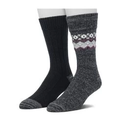 Men's Cuddl Duds 2-pack Diamond Boarder Fairisle & Solid Crew Socks