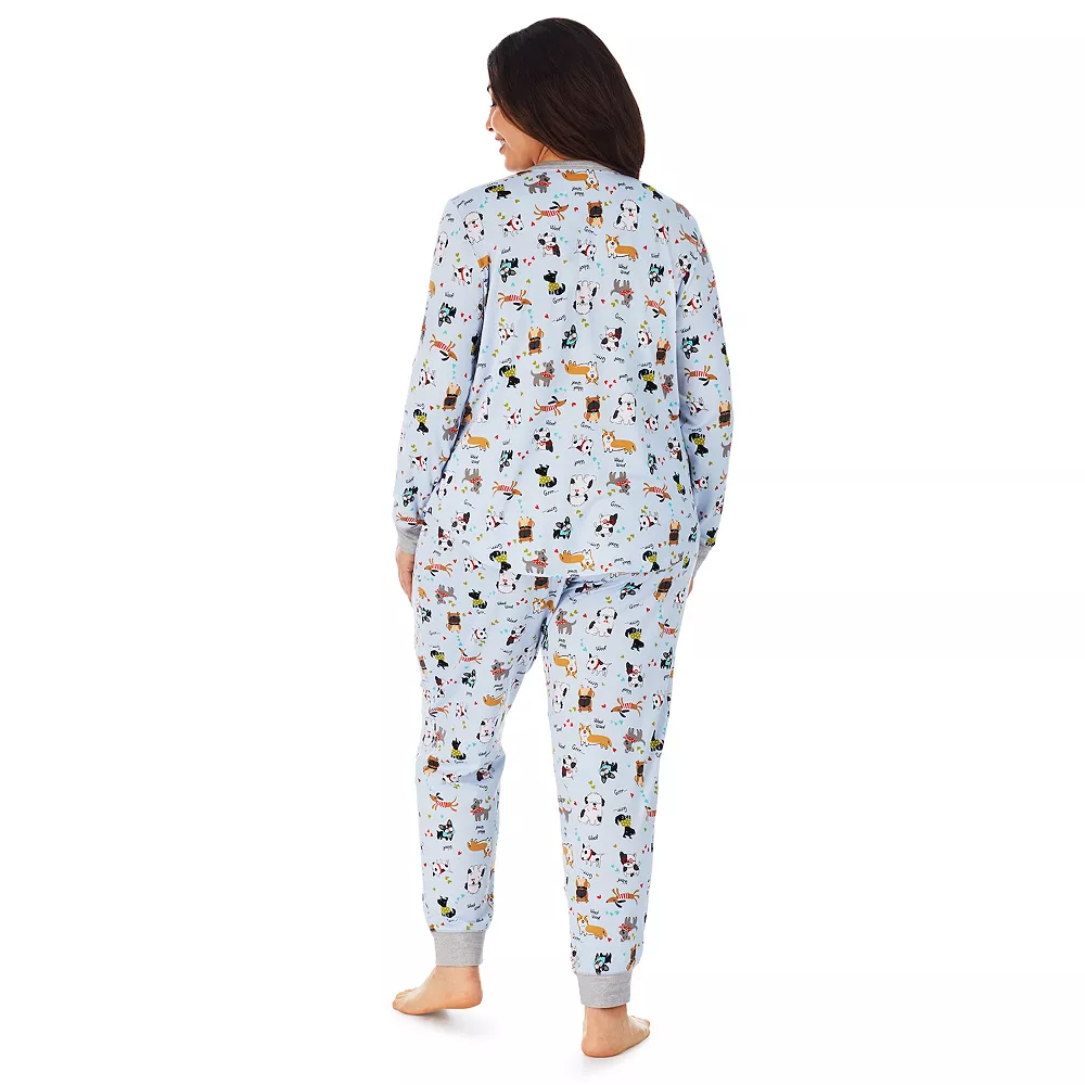 Plus Size Cuddl Duds® Henley Pajama Top And Banded Bottom Pajama Pants Sleep Set 4 Plus Size Cuddl Duds® Henley Pajama Top And Banded Bottom Pajama Pants Sleep Set - Image 2