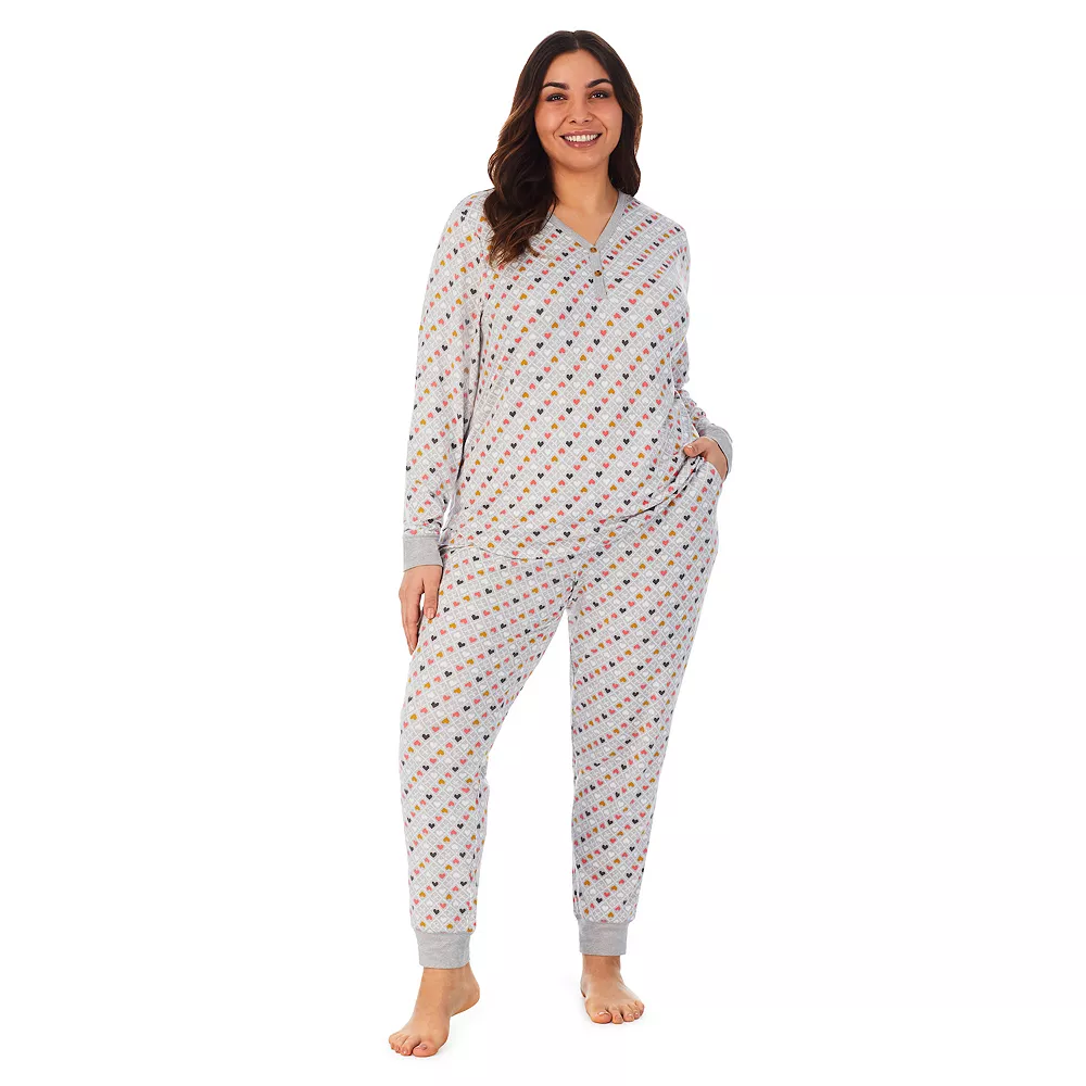 Plus Size Cuddl Duds® Henley Pajama Top And Banded Bottom Pajama Pants Sleep Set 3 Plus Size Cuddl Duds® Henley Pajama Top And Banded Bottom Pajama Pants Sleep Set