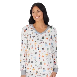 Women's Cuddl Duds® Velour Fleece V-Neck Pajama Top And Banded Bottom Pajama Pants Sleep Set -Casual Wear & Sleepwear - Cuddl Duds 5588941 ALT2