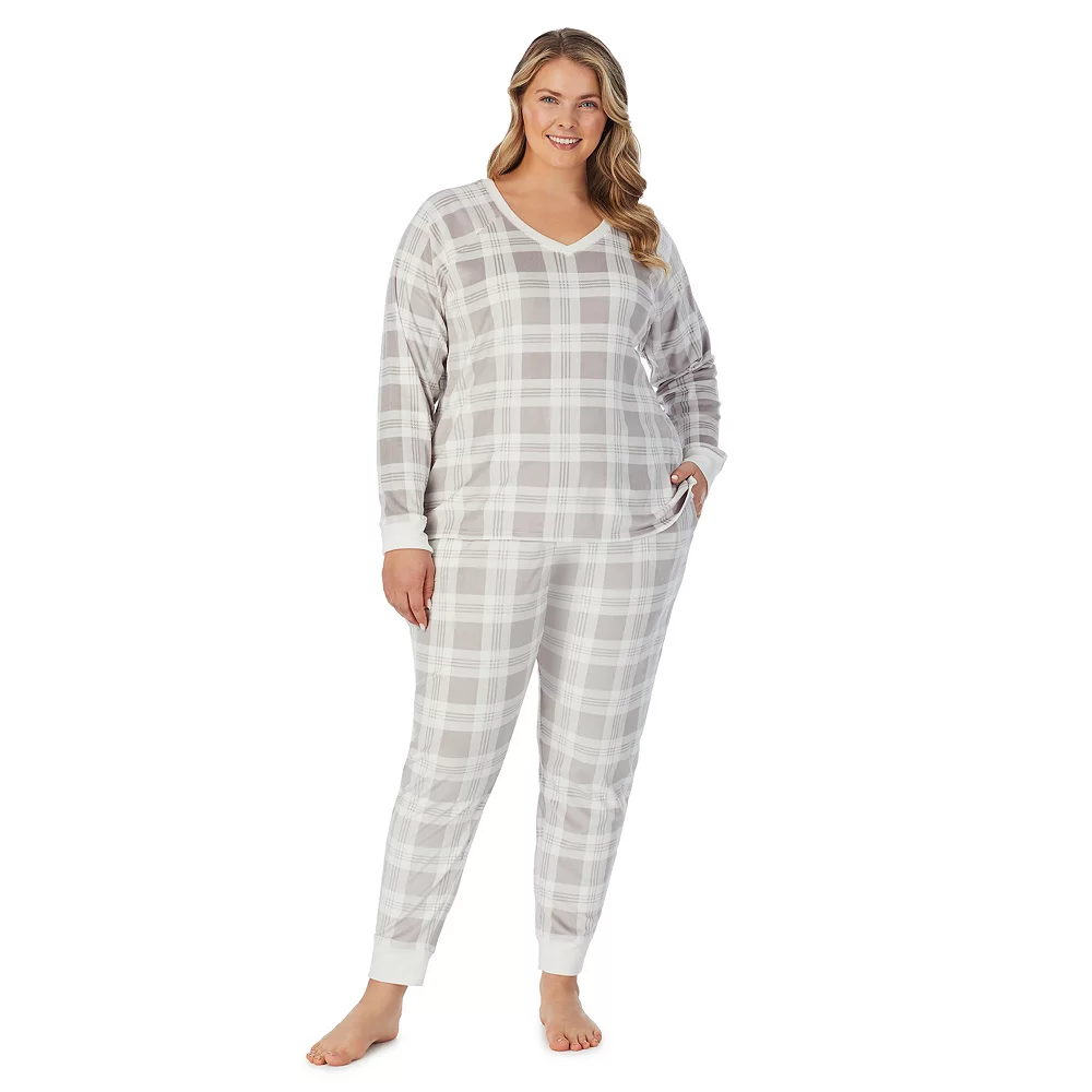 Plus Size Cuddl Duds® Velour Fleece V-Neck Pajama Top And Banded Bottom Pajama Pants Sleep Set 3 Plus Size Cuddl Duds® Velour Fleece V-Neck Pajama Top And Banded Bottom Pajama Pants Sleep Set