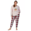 Plus Size Cuddl Duds 3-pc. Knit Long Sleeve Pajama Top, Banded Bottom Pajama Pants & Scrunchie Set -Casual Wear & Sleepwear - Cuddl Duds 5591783 Red Cream Plaid