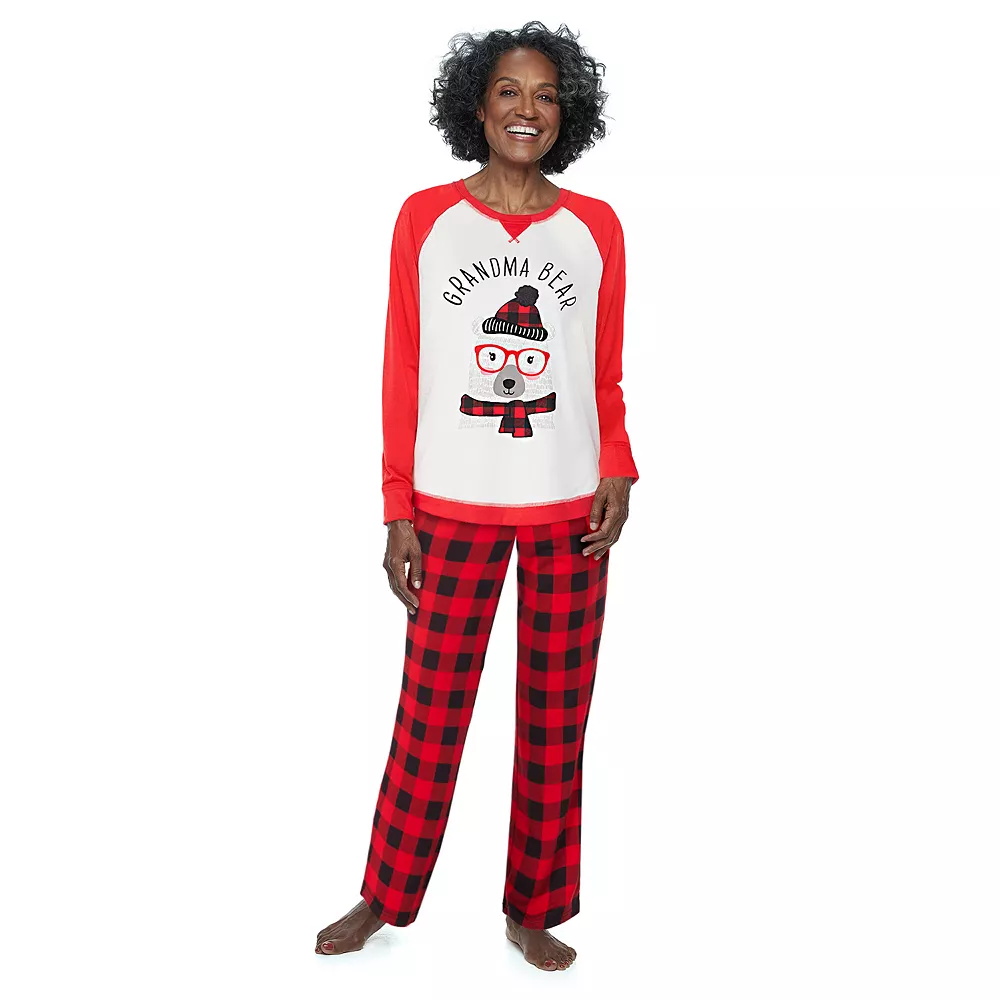 Plus Size Jammies For Your Families® Beary Cool Cozy "Grandma Bear" Pajama Set By Cuddl Duds®