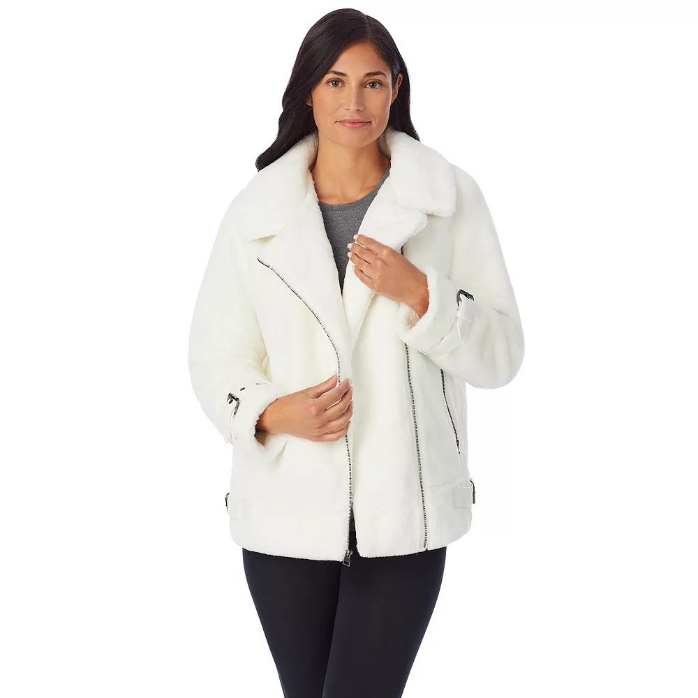 Women's Cuddl Duds Fleece Faux-Fur Moto Jacket 7 Women's Cuddl Duds Fleece Faux-Fur Moto Jacket - Image 5