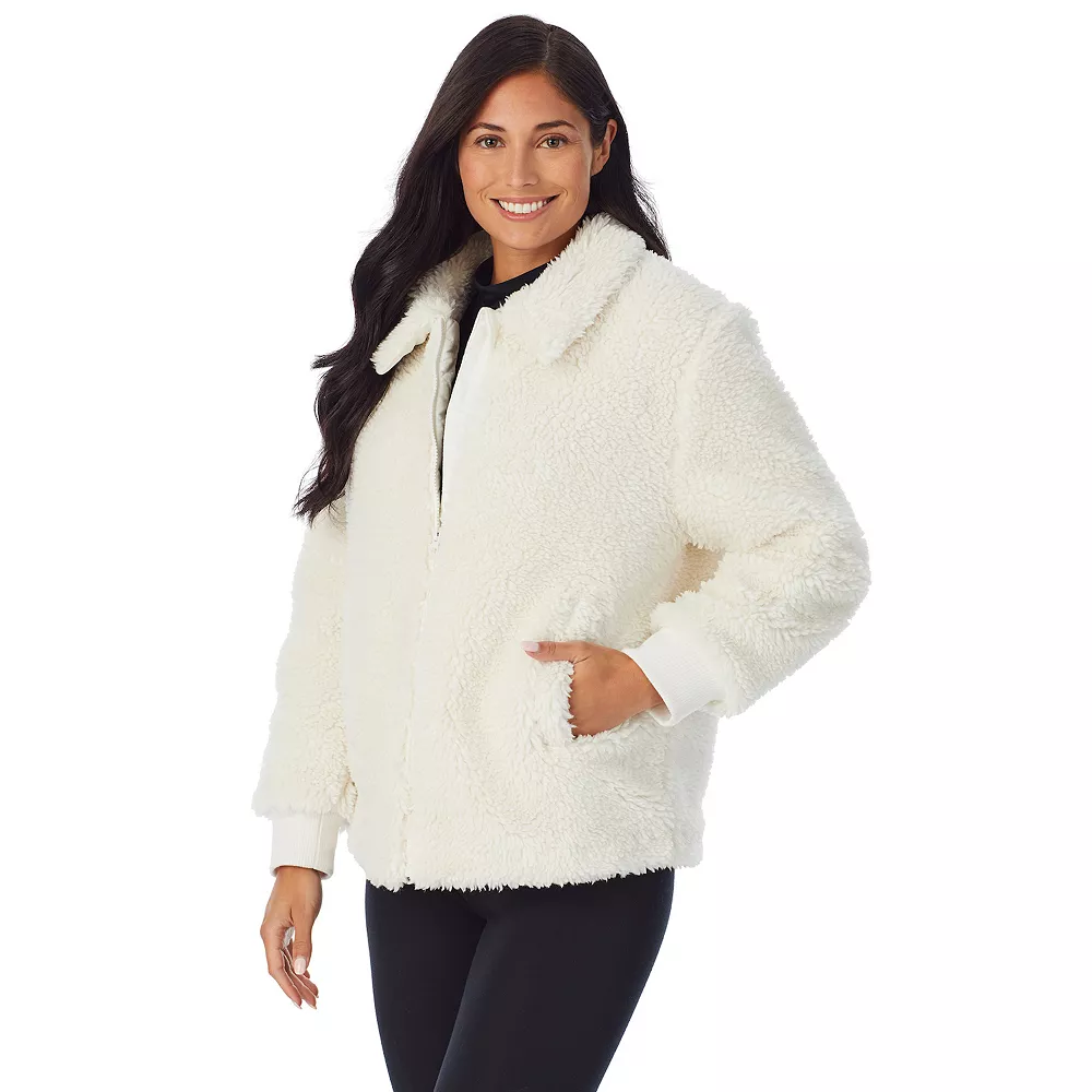 Women's Cuddl Duds Sherpa Bomber Jacket 5 Women's Cuddl Duds Sherpa Bomber Jacket - Image 3