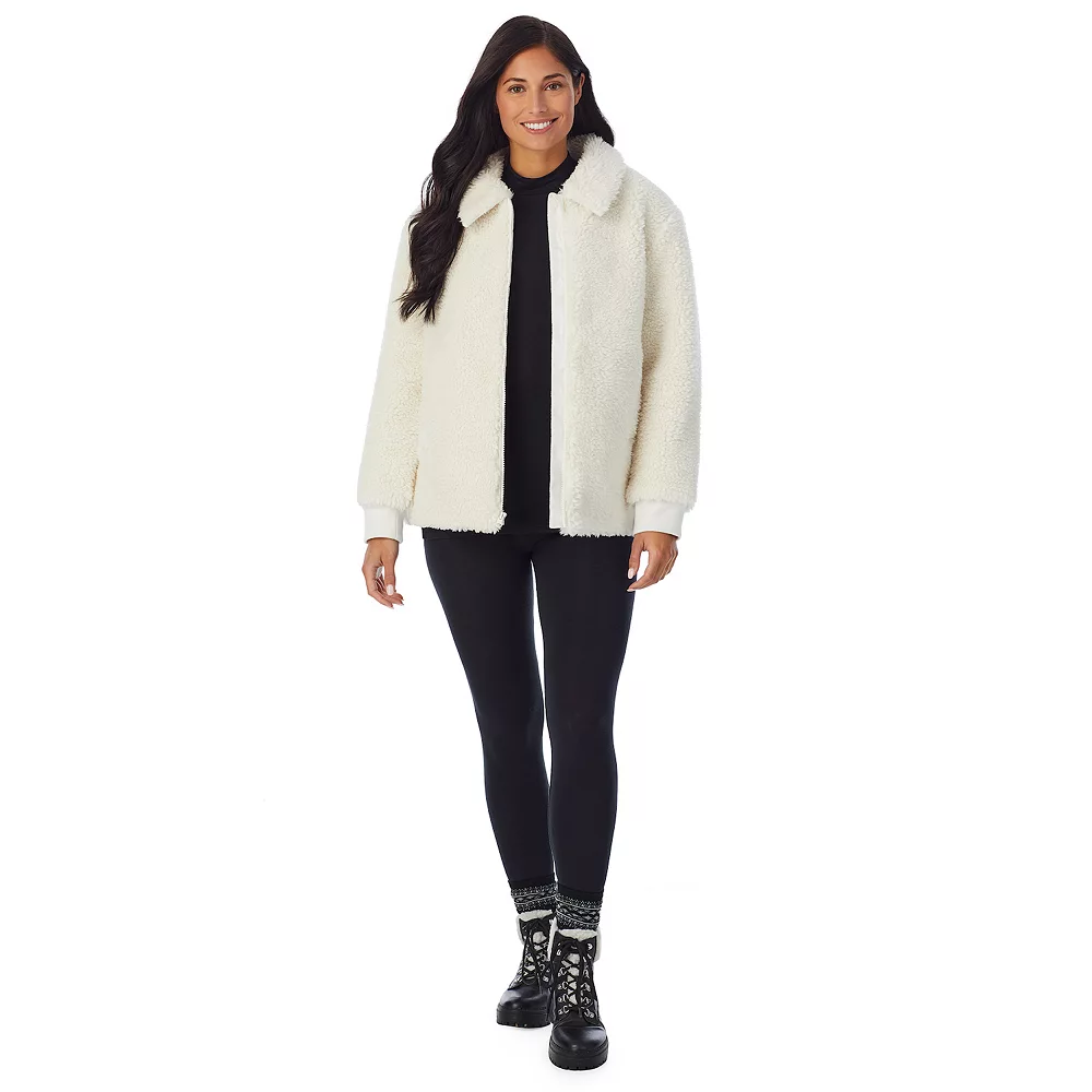 Women's Cuddl Duds Sherpa Bomber Jacket 8 Women's Cuddl Duds Sherpa Bomber Jacket - Image 6