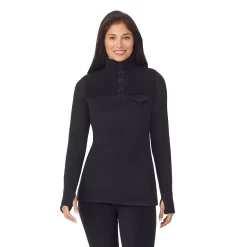 Women's Cuddl Duds® Fleecewear With Stretch Mock Henley Long Sleeve Top With Sherpa 8 Women's Cuddl Duds® Fleecewear With Stretch Mock Henley Long Sleeve Top With Sherpa -Casual Wear & Sleepwear - Cuddl Duds 5668410 ALT2
