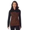 Women's Cuddl Duds® Fleecewear With Stretch Mock Henley Long Sleeve Top With Sherpa 2 Women's Cuddl Duds® Fleecewear With Stretch Mock Henley Long Sleeve Top With Sherpa -Casual Wear & Sleepwear - Cuddl Duds 5668410 Amber Animal