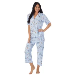 Women's Cuddl Duds® Cozy Short Sleeve Pajama Shirt & Wide Leg Cropped Pajama Pants Sleep Set -Casual Wear & Sleepwear - Cuddl Duds 5669593 ALT2
