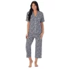 Women's Cuddl Duds® Cozy Short Sleeve Pajama Shirt & Wide Leg Cropped Pajama Pants Sleep Set -Casual Wear & Sleepwear - Cuddl Duds 5669593 Navy Floral