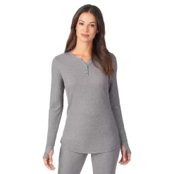 Women's Cuddl Duds® Long Sleeve Split V-Neck Stretch Thermal Top -Casual Wear & Sleepwear - Cuddl Duds 5673068 ALT2