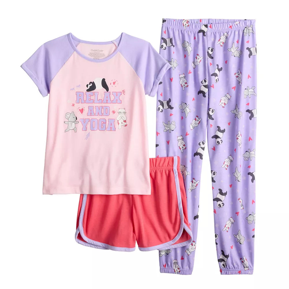 Girls 4-12 Cuddl Duds Tee, Shorts & Pants Pajama Set 3 Girls 4-12 Cuddl Duds Tee, Shorts & Pants Pajama Set