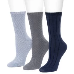 Women's Cuddl Duds® 3 Pack Textured Crew Socks