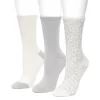 Women's Cuddl Duds® 3 Pair Pack Leopard Textured Crew Socks -Casual Wear & Sleepwear - Cuddl Duds 5725487 White