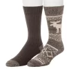 Men's ClimateSmart By Cuddl Duds 2-Pack Moose Stripe Crew Socks -Casual Wear & Sleepwear - Cuddl Duds 5734122 Java