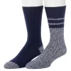 Men's ClimateSmart By Cuddl Duds 2-Pack Sports Stripe Crew Socks -Casual Wear & Sleepwear - Cuddl Duds 5735085 Navy