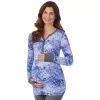Maternity Cuddl Duds® Stretch Thermal Long Sleeve Splitneck Henley Top -Casual Wear & Sleepwear - Cuddl Duds 5764836 Blue Dye